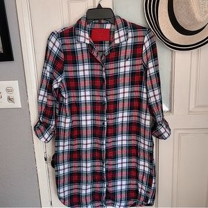 NAUTICA plaid sleep shirt long sleeve pajamas S / Small womans